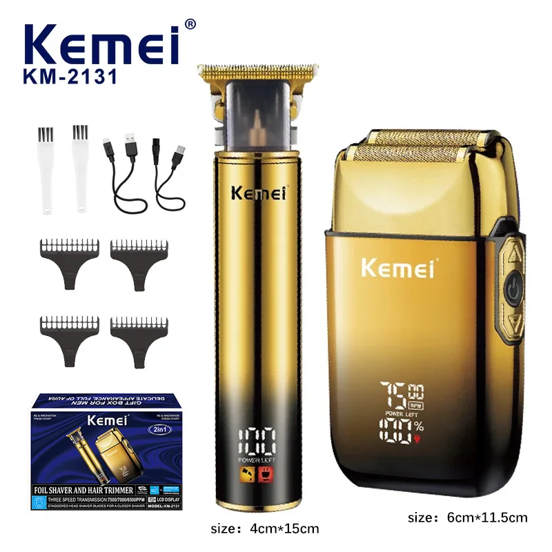 USB Rechargeable Barber Machine Set Barber Trimmer set KM-2131 Cordless Hair Cutter Electric Shaver & Bldc Barber Trimmer