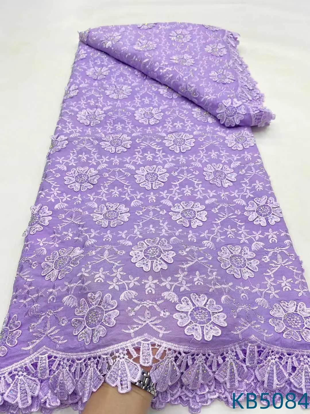 أحدث أقمشة الدانتيل النيجيري 2025 الأفريقي الأبيض الجوف الشيفون دبي التطريز النسيج تسلسل الفرنسية شبكة للخياطة KB5084