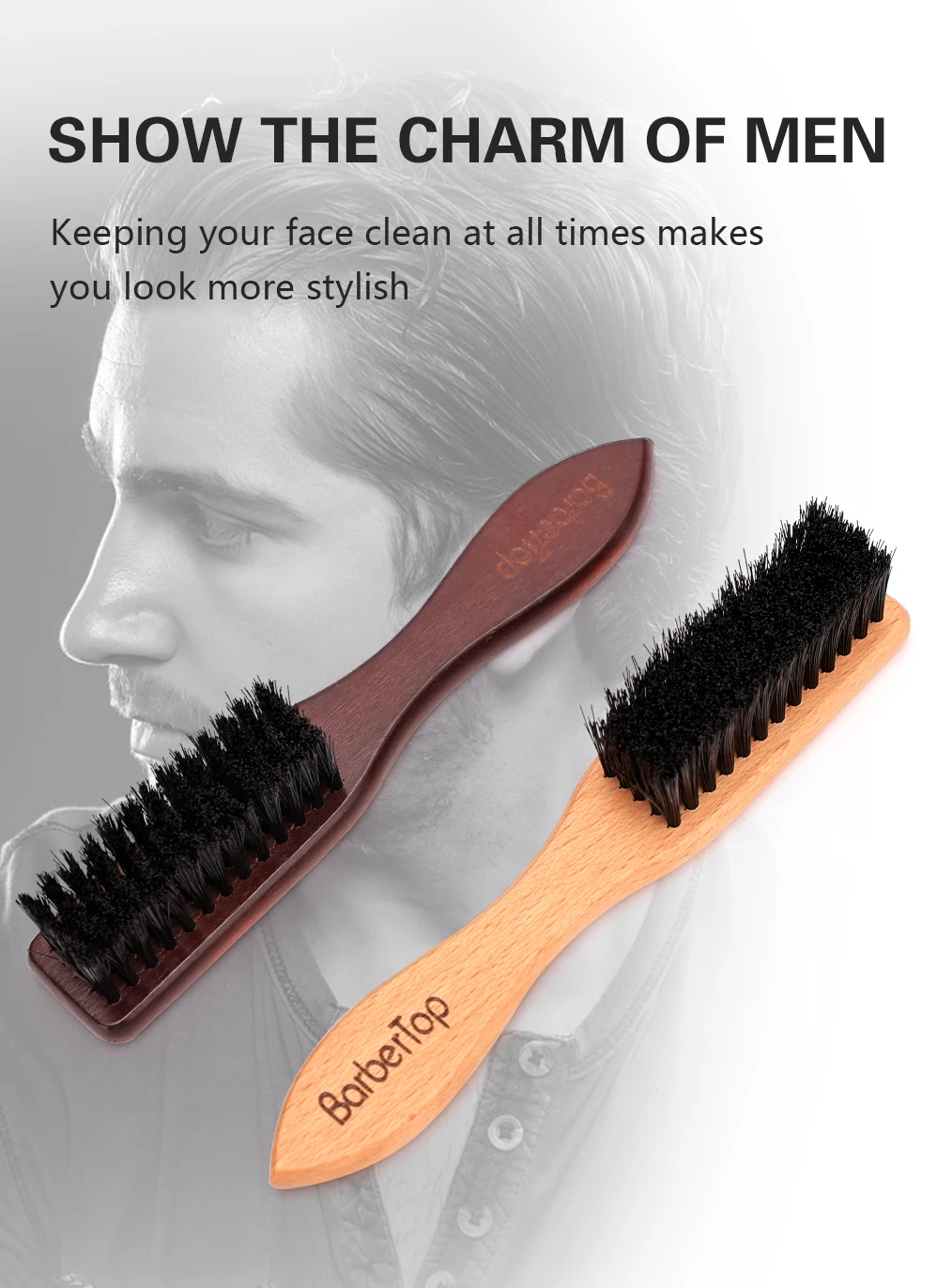Barbertop Männer Bart Pinsel Wooded Griff Weiche Haar Reinigung Pinsel Gebrochenes Haar Entfernen Kamm Friseur Neck Duster Barber Tools – Detail 3