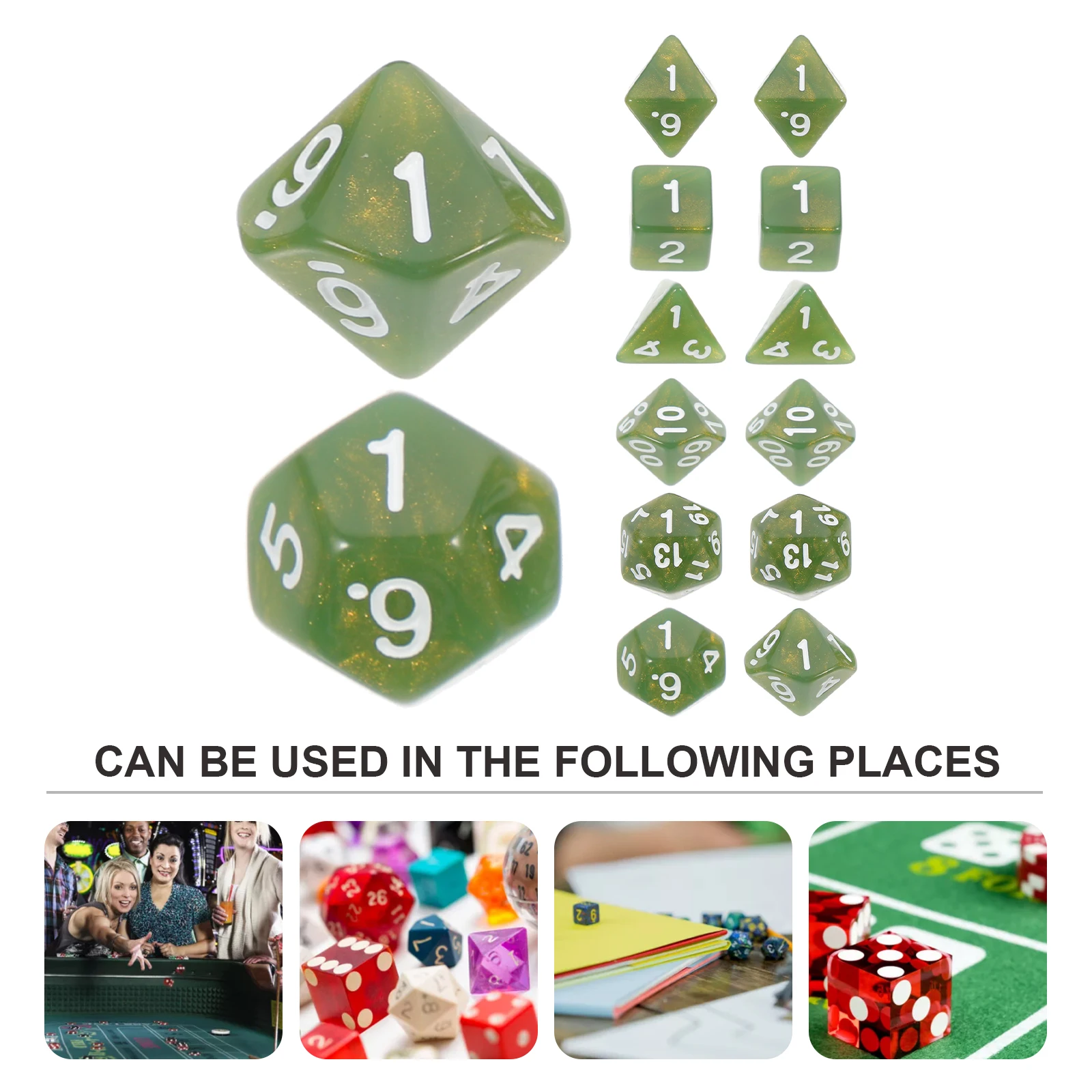 2 sets veelzijdige grote genummerde groene standaard 10-zijdige dobbelstenen party game accessoires acryl prop bordspellen set