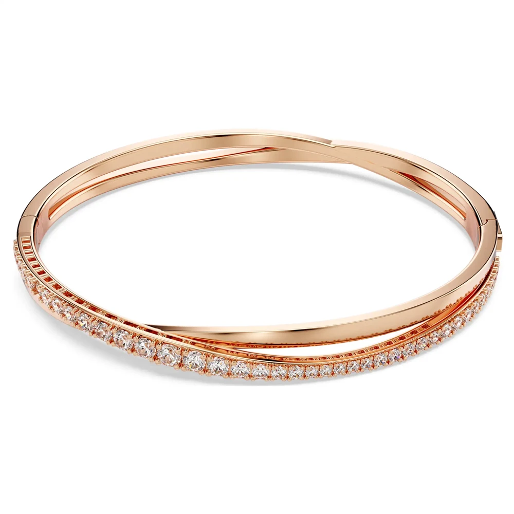 

Rose Gold-Tone Double-Layer Crystal Crossover Bangle Bracelet