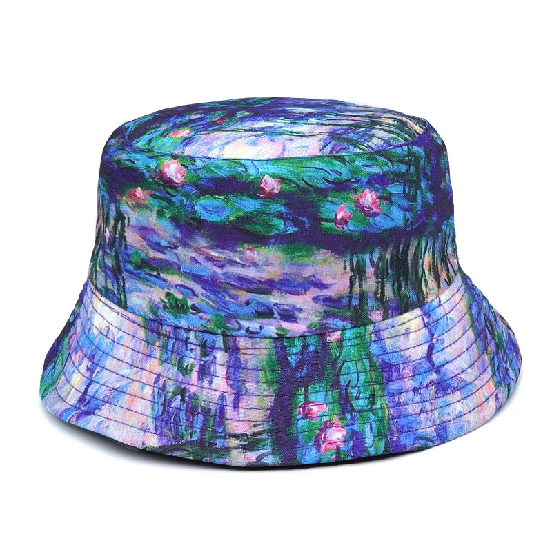 2023 New Strange Graffiti Print Cotton Bucket Hats Men Women Outdoor Summer Sun Panama Hip Hop Beach Fishing Fisherman Hat Man