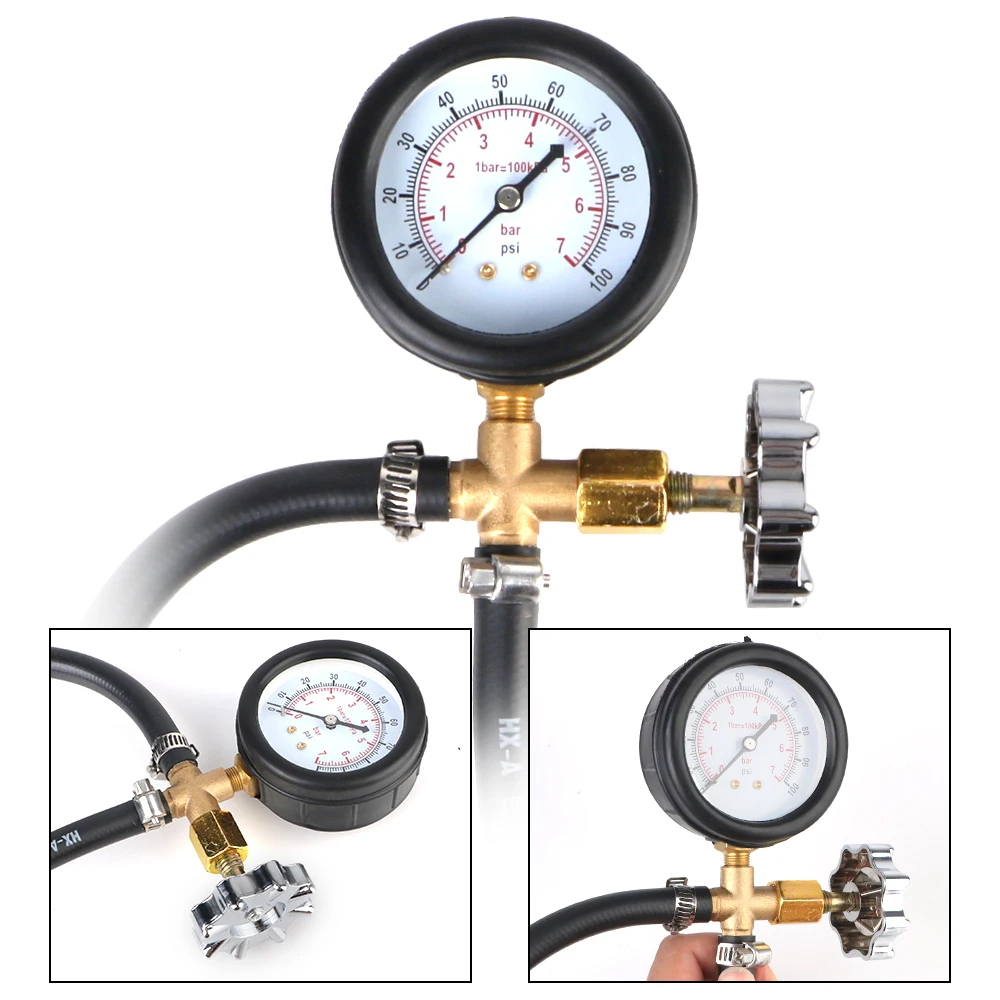 Fuel Pump Pressure Gauge Tester Gasoline Pressure Gauge Meter Quick Connected for Car Truck Gasoline 0-100PSI