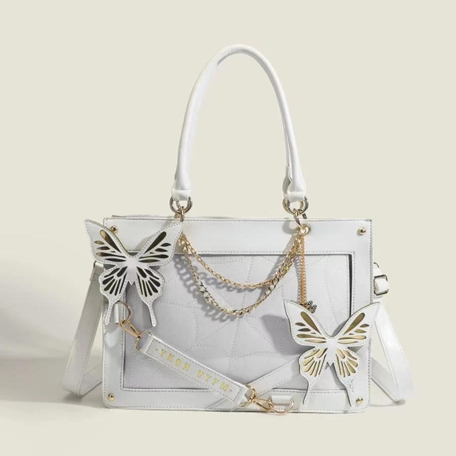 Labyrinth Butterfly Spider Web Letter Chain Handbags DIY Transparent Ita Bag Y2K Lolita Gothic Tote Vintage Fashion Shoulder Bag