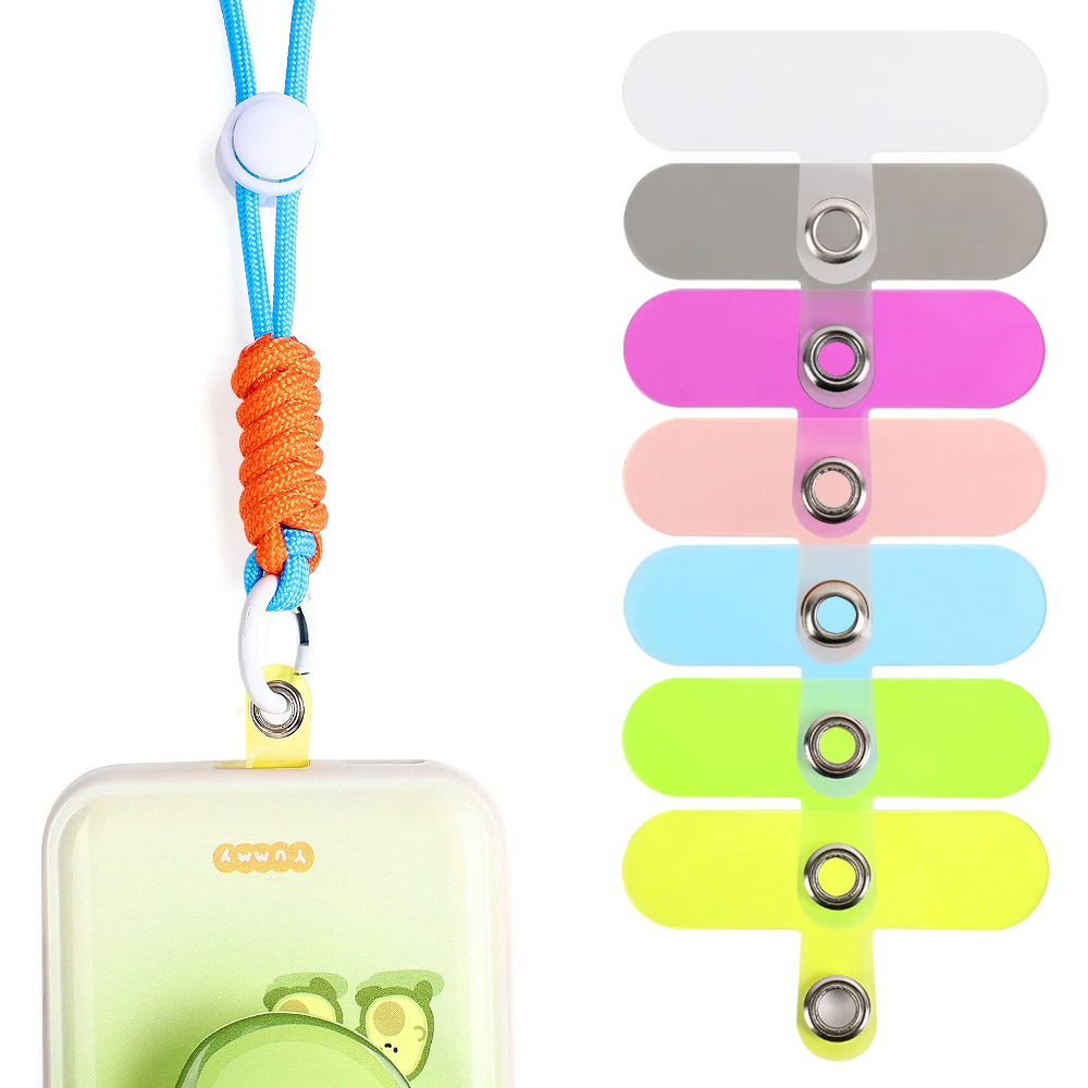 Phone Lanyard Cord Tether Tab with Patch Strap Retractable CellPhone Lanyards Anti-lost Spiral Elastic Spring Rope with Keychain