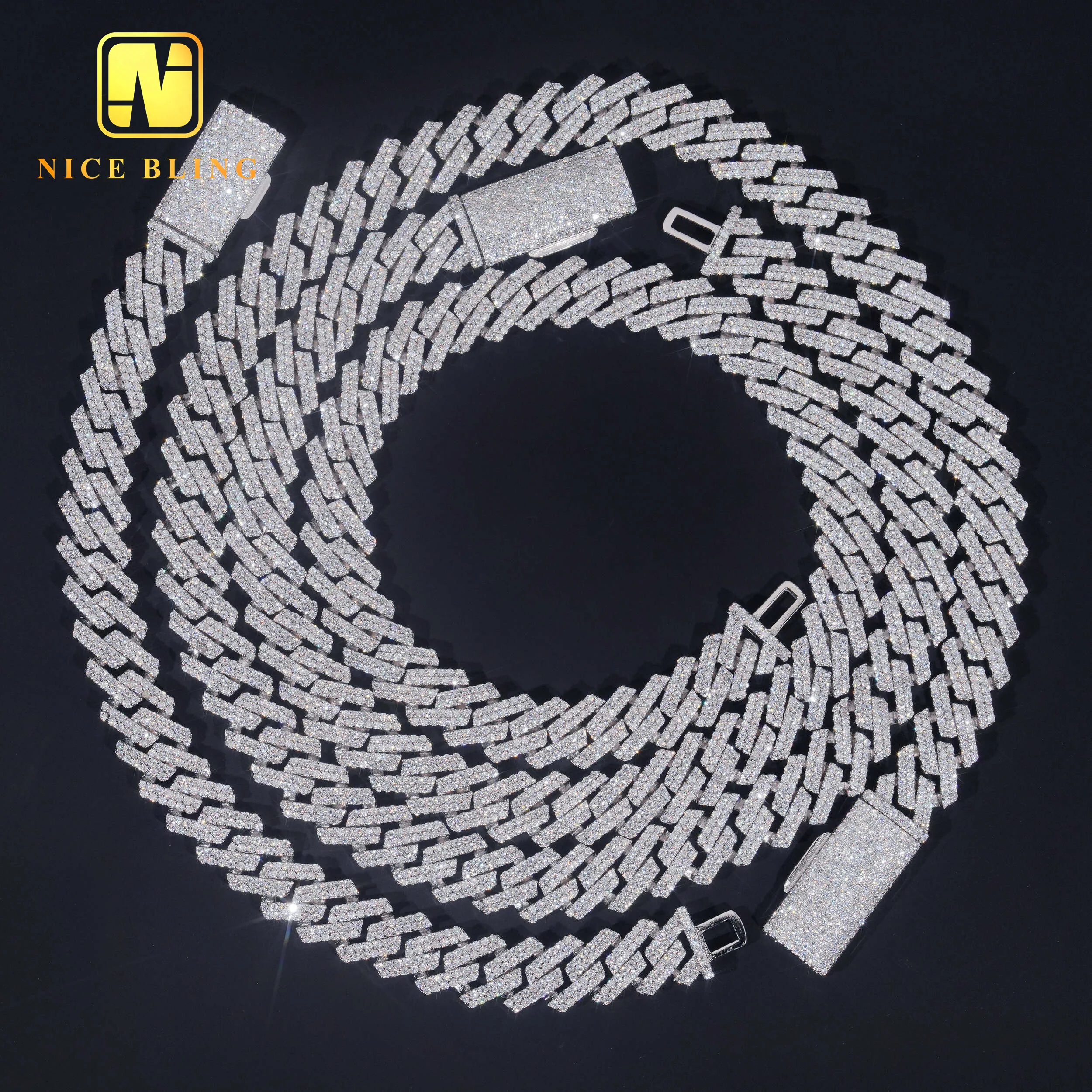 Custom 12mm Rapper Hip Hop Jewelry Necklace Men Diamond Iced Out Cuban Link Chain 925 Silver VVS Moissanite Necklace Bracelet..