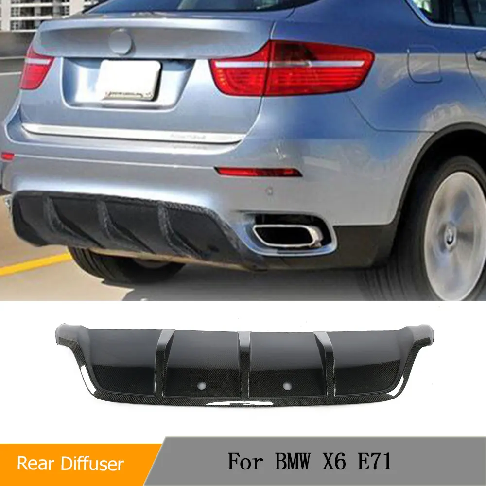 Carbon Fiber Car Rear Bumper Diffuser Lip Spoiler for BMW X6 E71 35i SUV 2008-2014 Racing Rear Diffuser Apron Protector FRP