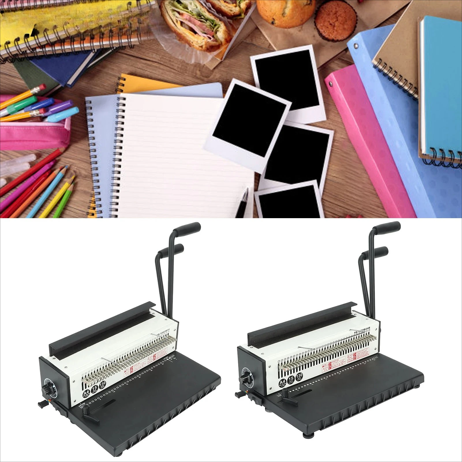 Binding Machine 3:1 Pitch Spiral  34 Holes 2 Coil Punching Machine for A4  Letter Size Coil  Coil Binding Machine