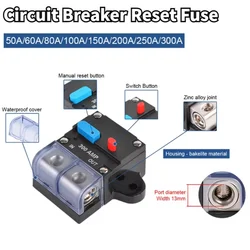 50A 60A 80A 100A 150A 200A 250A 300A AMP Circuit Breaker Fuse Reset Car Boat Auto Waterproof Security Fuse Accessories