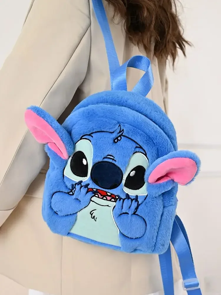 

Disney Kawaii Plush Stitch Backpack for Women Luxury Designer School Bag Pink Blue College Student Backpacks