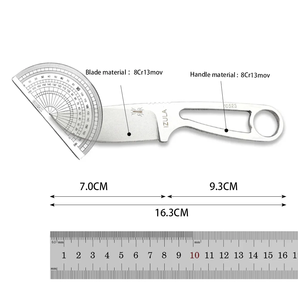 Ant IZULA Straight Knife Camping Hunting Knife 8Cr13mov Fixed Blade Hollow Handle with Kydex Sheath Outdoor EDC Tactical Knife image 6