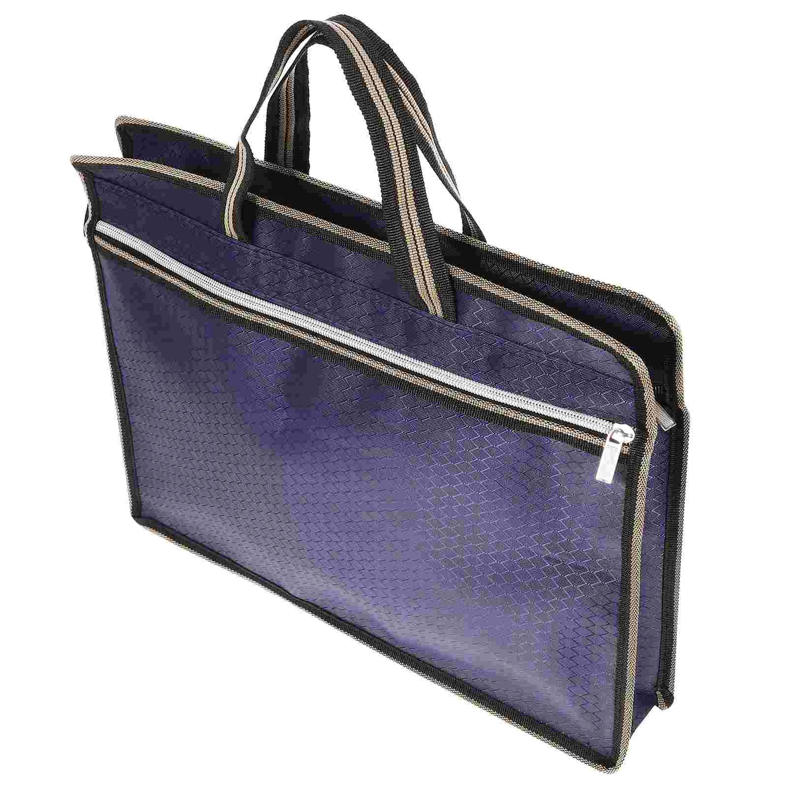 

File Package Oxford Cloth Document Bag Small Pouch Handbag Storage Bags with Zipper Aluminum Alloy Office Canvas Folder
