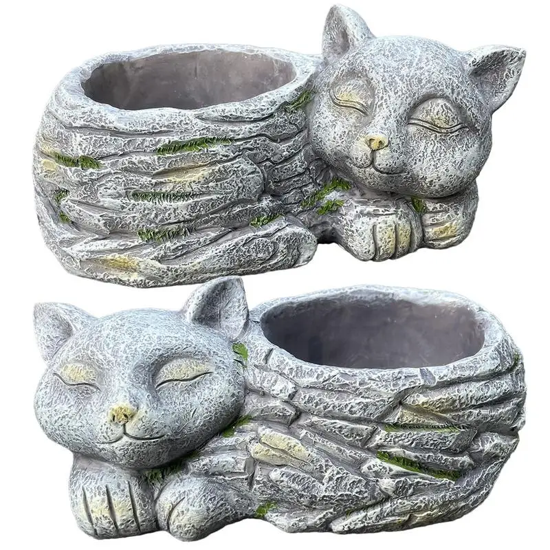 

Flowerpot Mini Cat Shaped Cartoon Cute Potted Plant Desktop Potted Expression Cat Plant Pot Desk Decorate Small Ornament