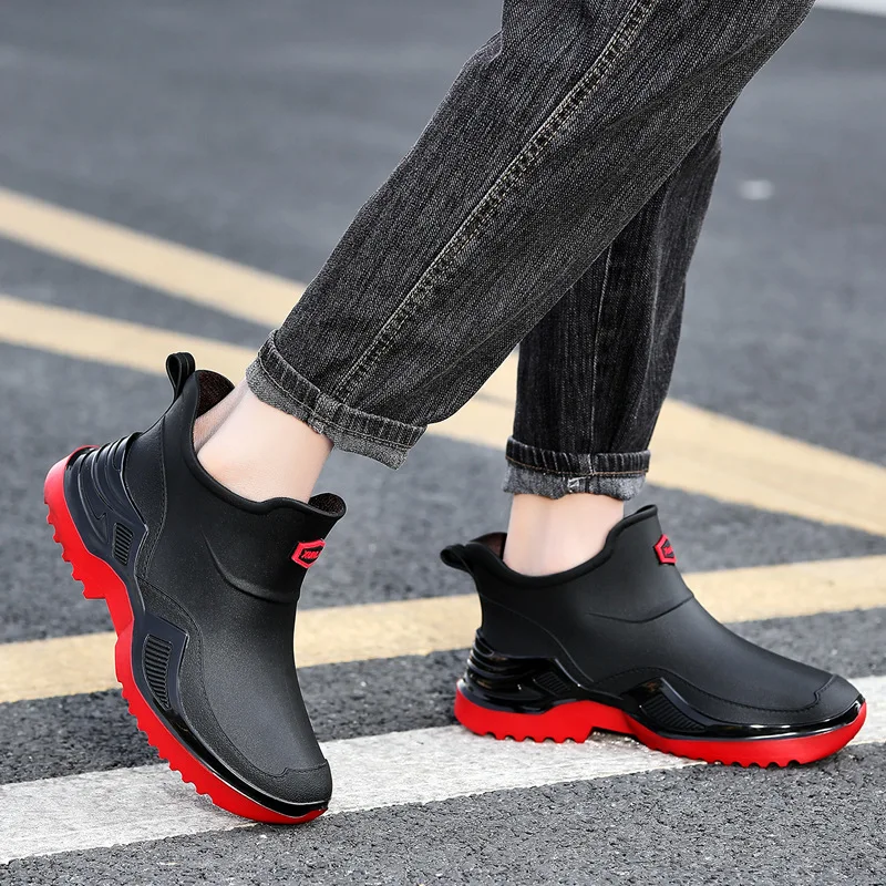 Men's Ankle Rain Boots Outdoor Waterproof Men Rain Shoes Anti-Slip Wear-resistant Woman Kitchen Water Shoes Fishing Rubber Shoes
