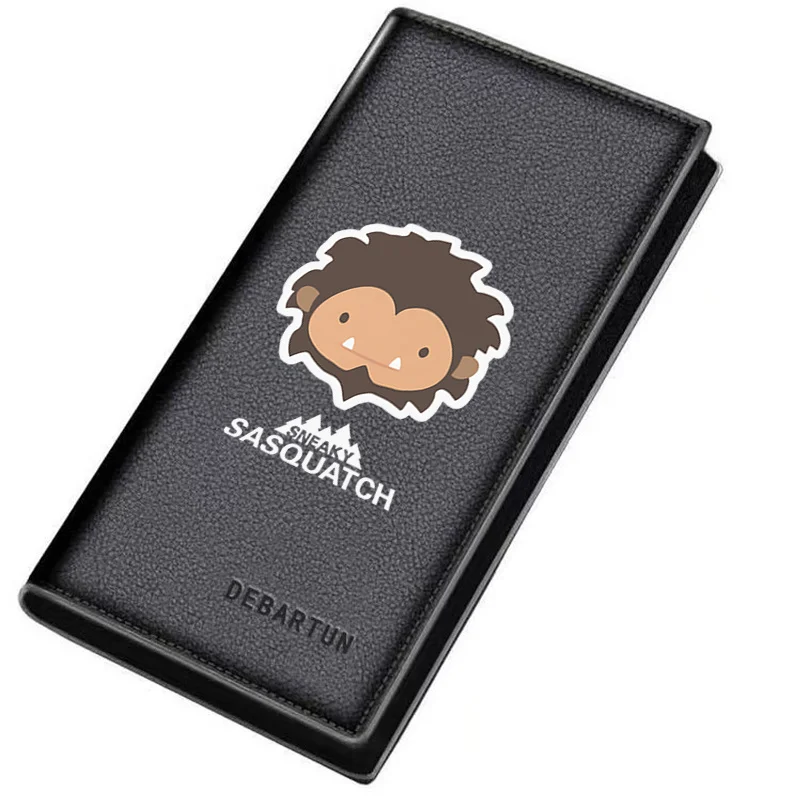 Bigfoot brown cartoon graphic face  Men's Long Wallets Business Stylish Printing Design Casual Use Christmas Valentine's Father'