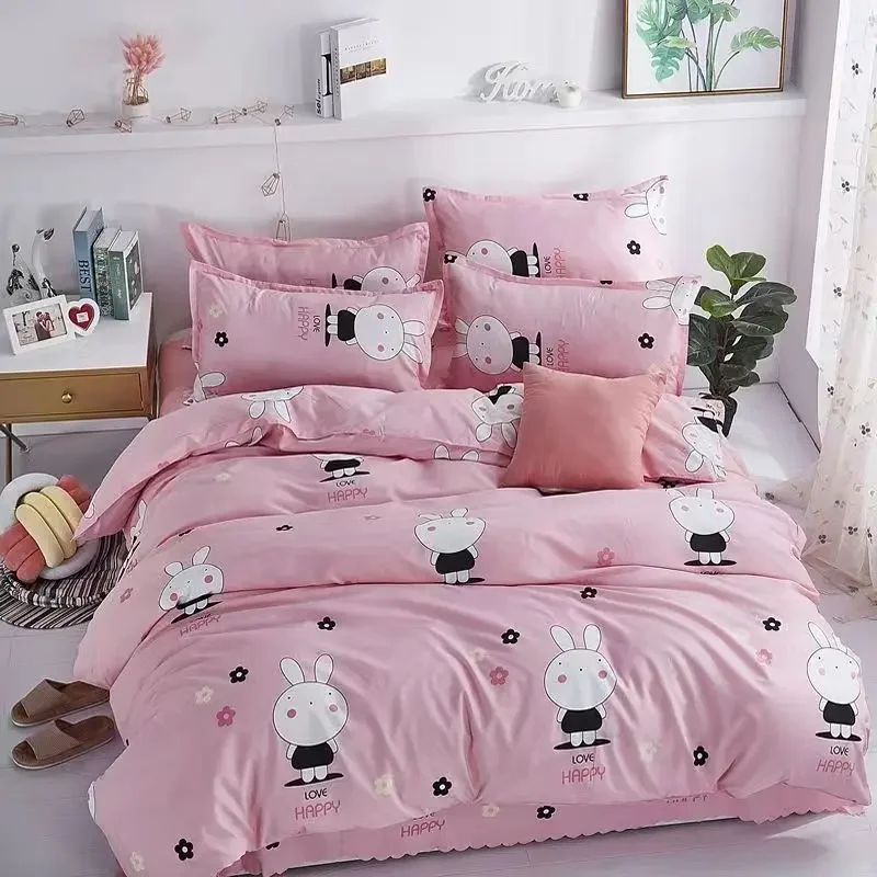 Conjunto de edredão para dormitório, lençóis, capa de edredão simples, quartos, cama de quatro peças para famílias