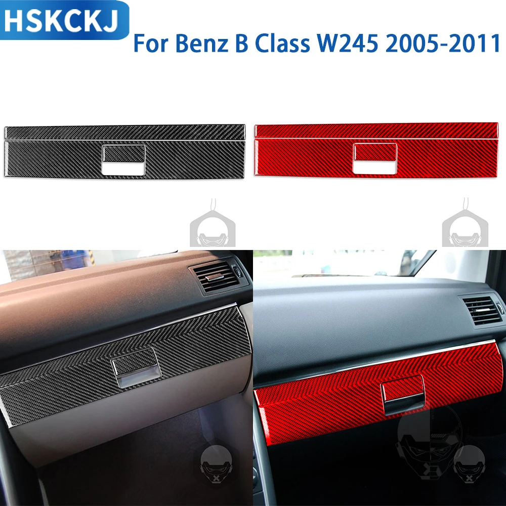 For Mercedes Benz B Class W245 2005-2011 Car Accessories Carbon Fiber Copilot Dash Glove Box Cover Trim Sticker Modification