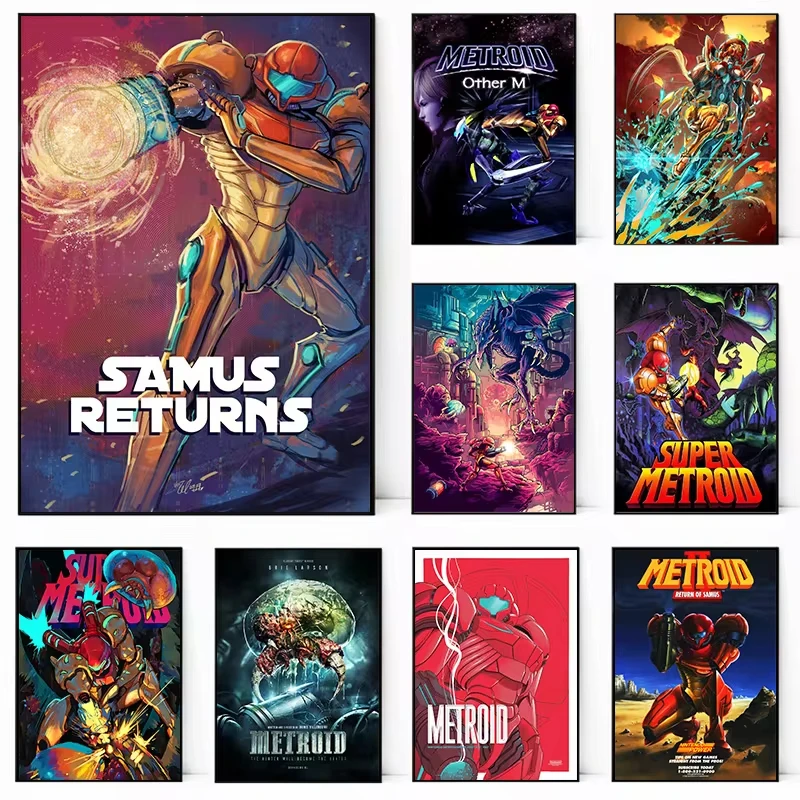 Metroid Poster Samus Aran Video Game PS4 Sci-fi Cover Game Anime Canvas Picture Print Living Room Home Decoration Painting Gifts