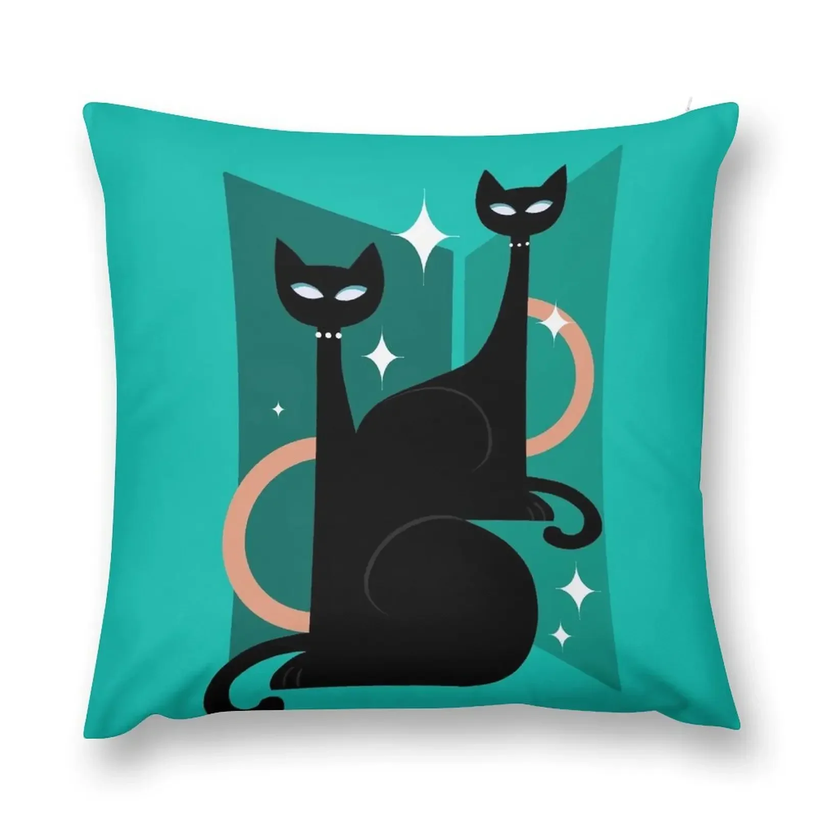 

Fashionable Felines Atomic Age Black Kitschy Cats Throw Pillow Decorative Cushion Christmas Pillow Covers pillow