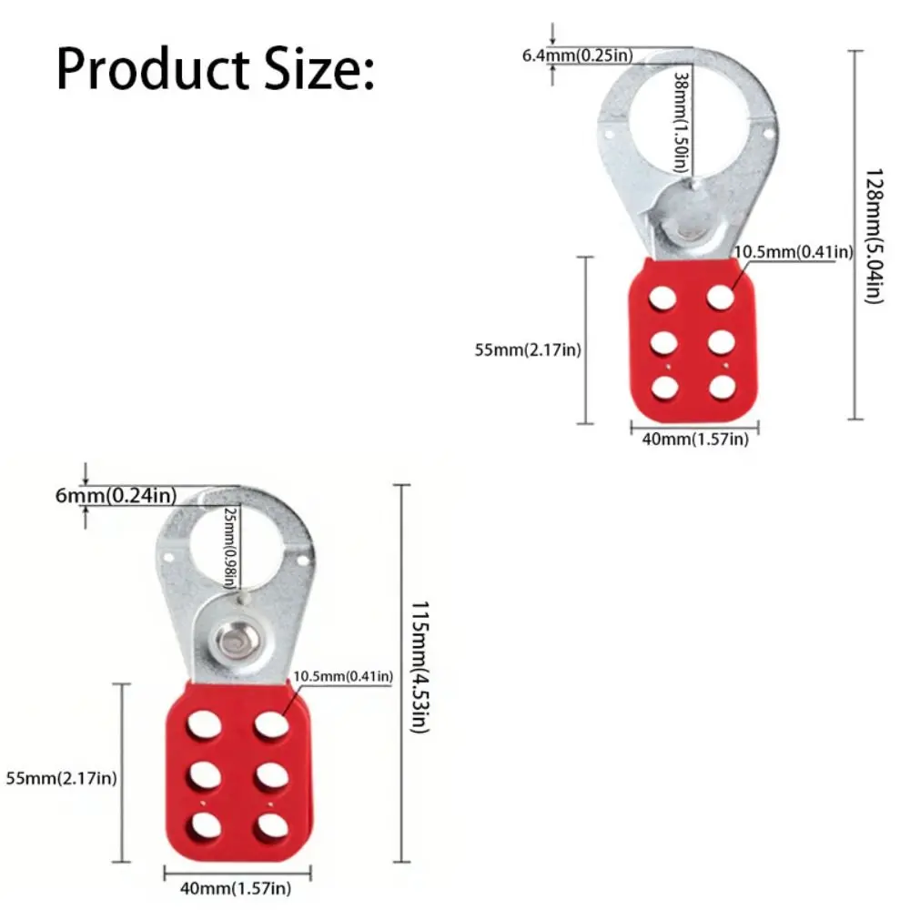 مشابك قفل أمان صناعية من الفولاذ بستة فتحات، مشابك بلاستيكية مطلية بقطر الجسم، مشبك أمان، قفل بمشبك فولاذي