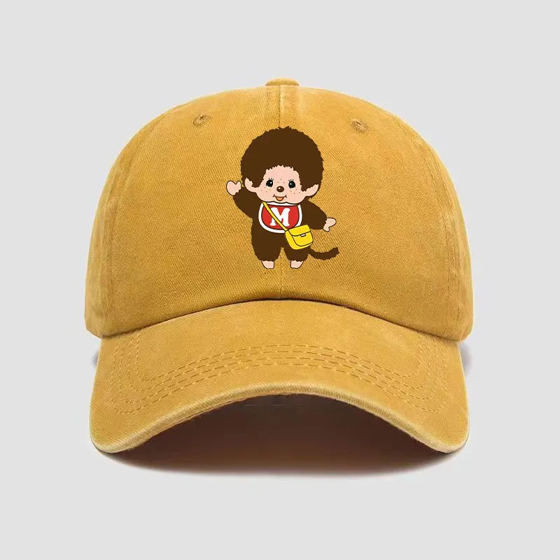 Monchhichi Baseball Cap for Men Women Fashion Adjustable Washed Baseball Hat Personality Hip-hop Hat Adult Children Sun Cap Gift view 4