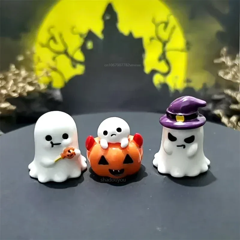 

Halloween Miniature Ornament Pumpkin Resin Figurines Ornaments Ghost DIY Fairy Halloween Garden Adornments Ghost Doll Miniature