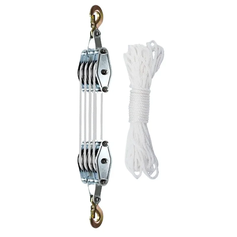 For Rope 8 Times Force Saving Movable Pulley Set, Hand Pull Pulley Hook