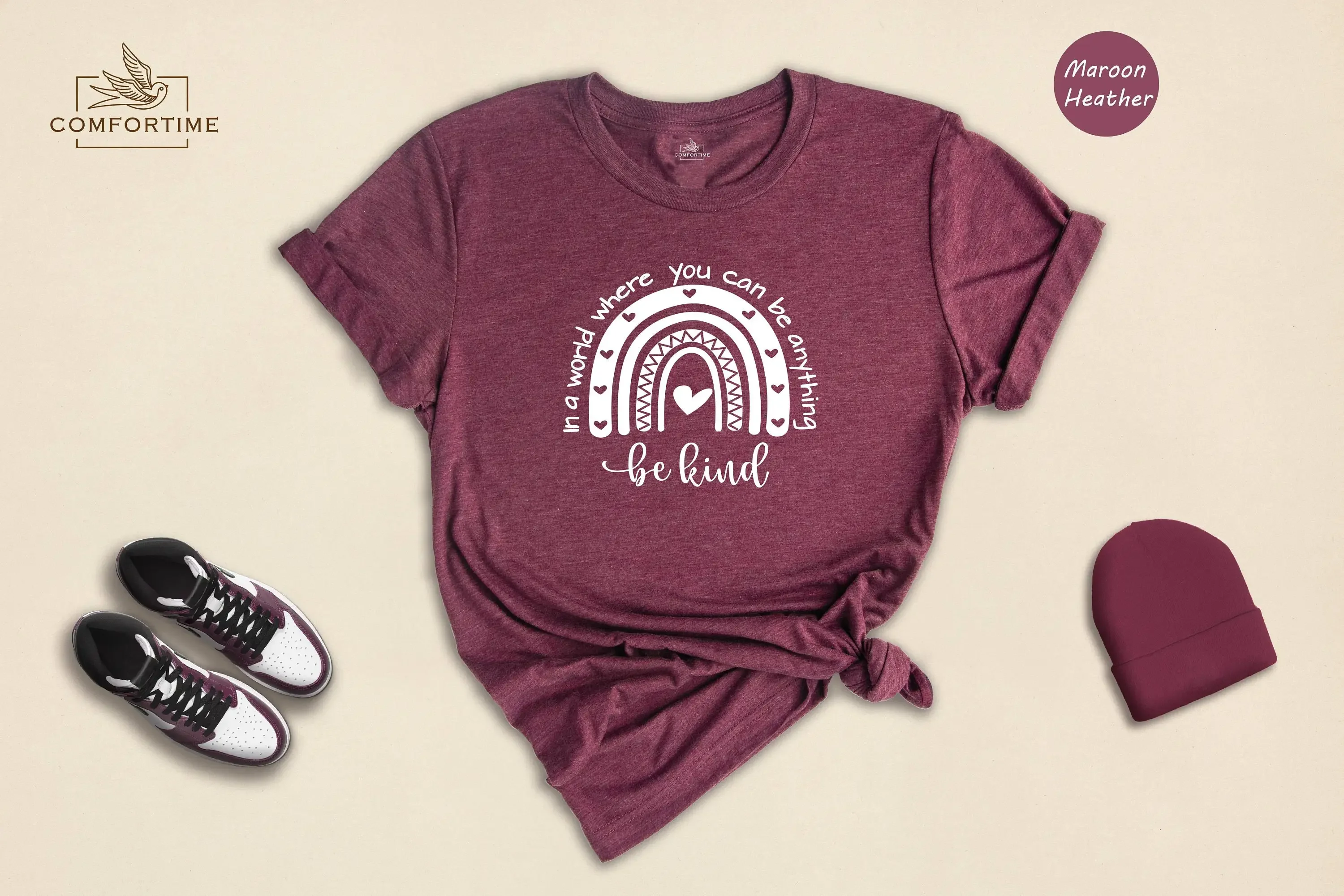 In a World Where You Can Be Anything Kind T Shirt Inspirational Positive Mental Health Rainbow