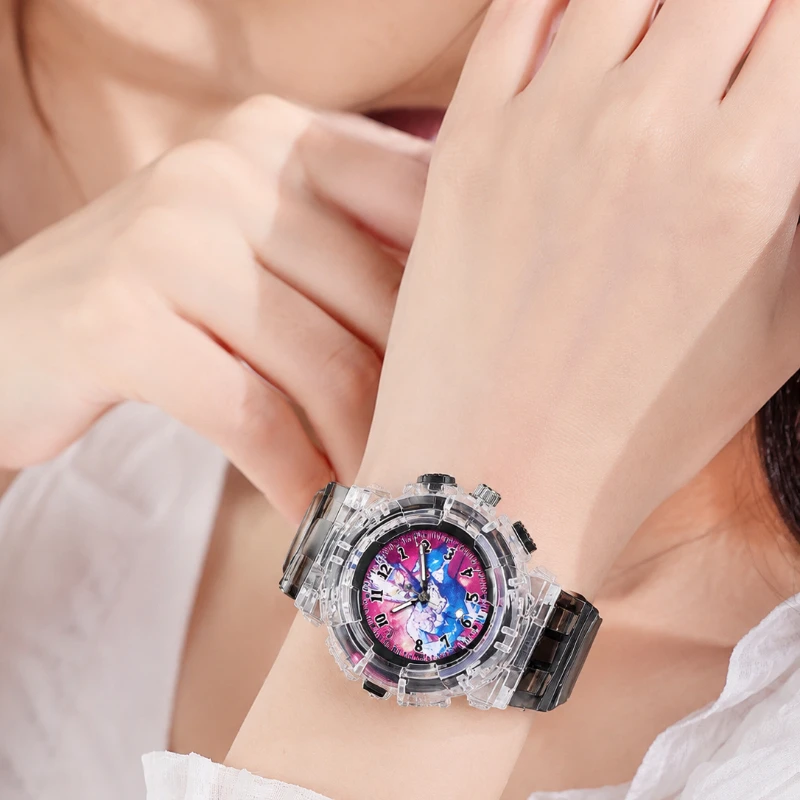 

Cartoon Anime Kids Watch Colorful LED Flash Children's Quartz Wristwatch Fashion Luminous Casual Boy's Girl's Student's Gift