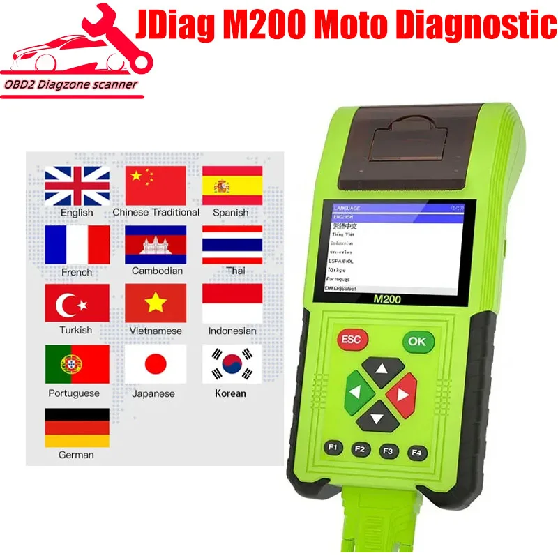 

JDiag M200 Motorcycle Diagnostic OBD2 Scanner Moto Fault Code Reader Battery Tester Motoscan Tool For BMW Yamaha Kawasaki Honda