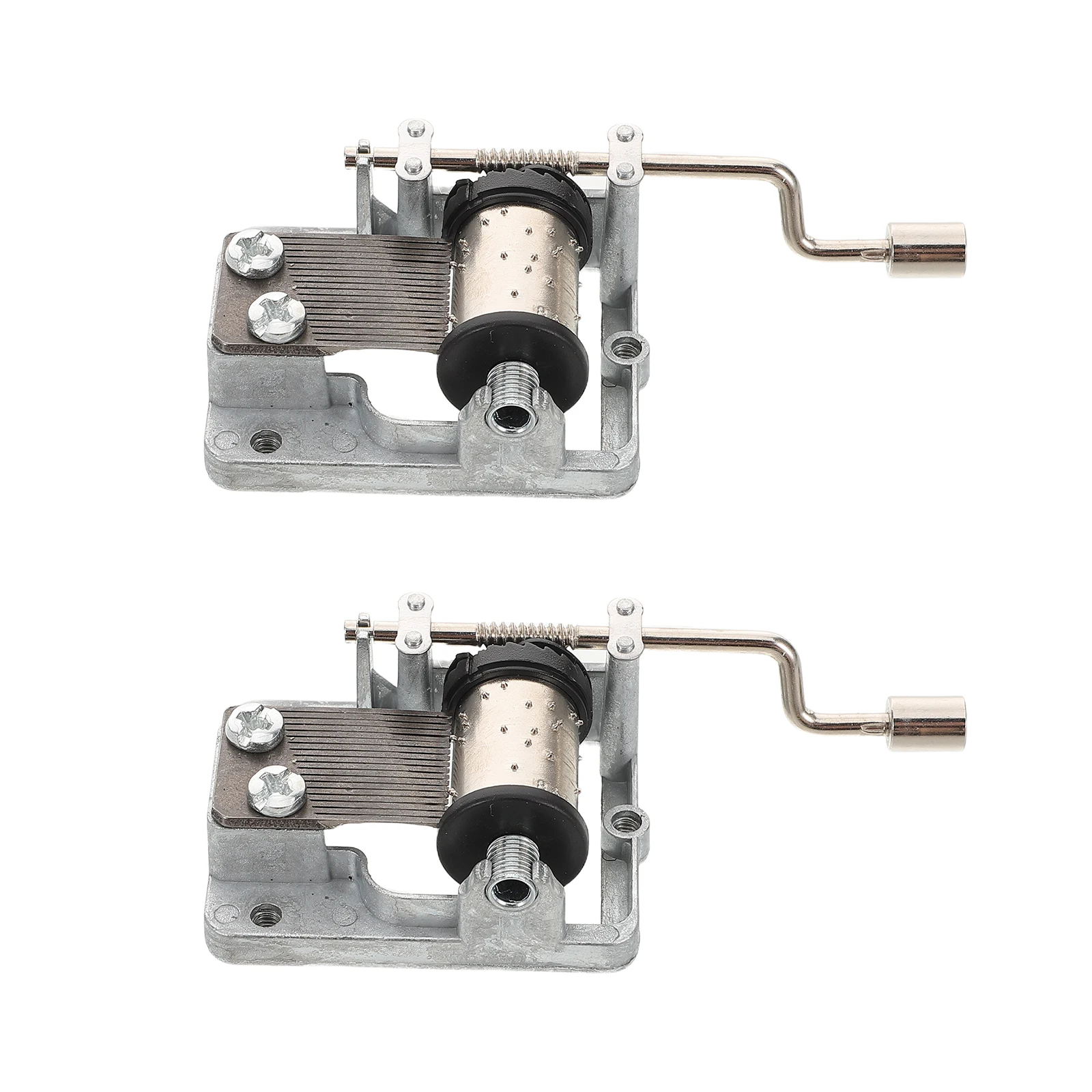 

2 Pcs Music Box Movement Hand Crank Mechanism Wind up Musical Manual Silver Diy