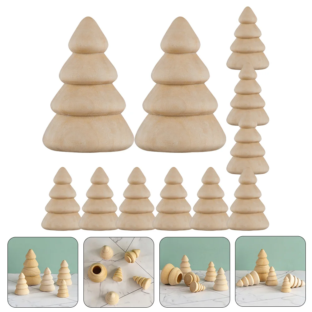 10 Pcs Desktop Wood Germ Tree Child Graffiti Crafts Lotus Unfinished Wooden Trees