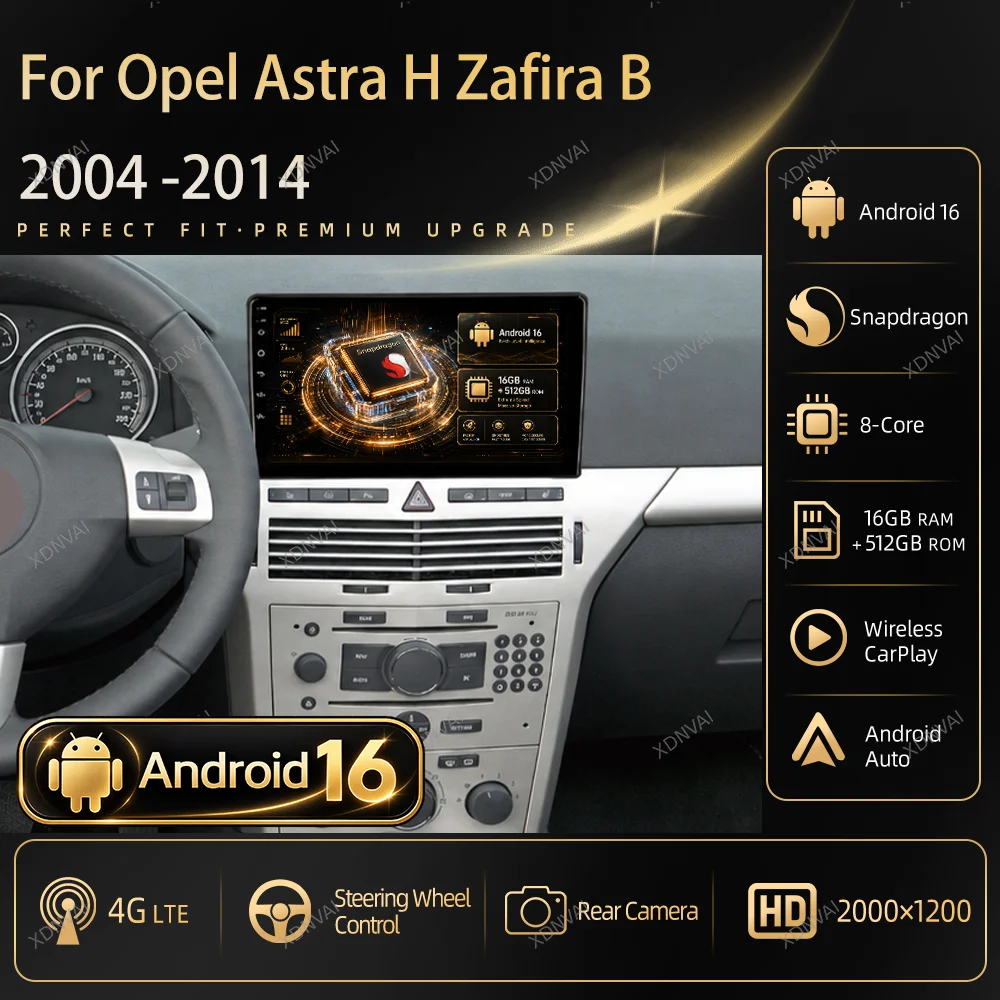 Android 16 Car Radio For Opel Astra H Zafira B 2004 -2014 Multimedia Video Player Navigation GPS Stereo 5G WIFI DSP RDS