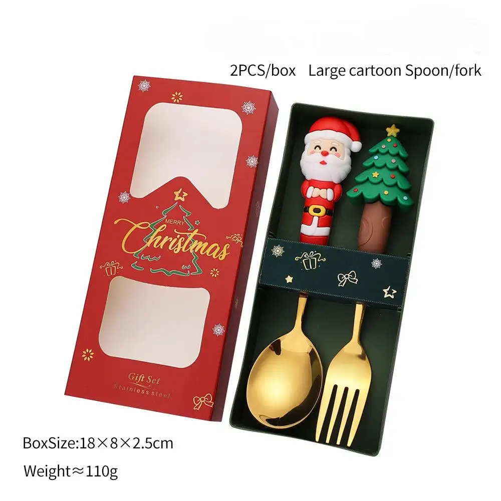 2/4/6 Stuks Kerst Vork En Lepel Set, Roestvrij Staal Creatief Servies, koffie Thee Dessert Vorken En Lepels Gift Set