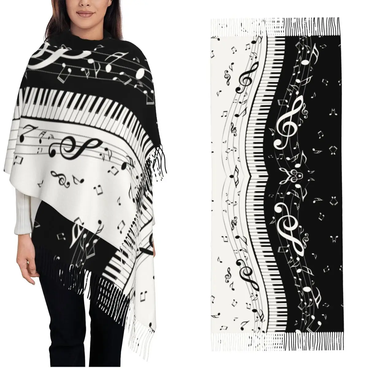 

Minimalistic Piano Keys Shawls Wraps for Womens Warm Large Long Scarf Neckerchief Shawl Scarves