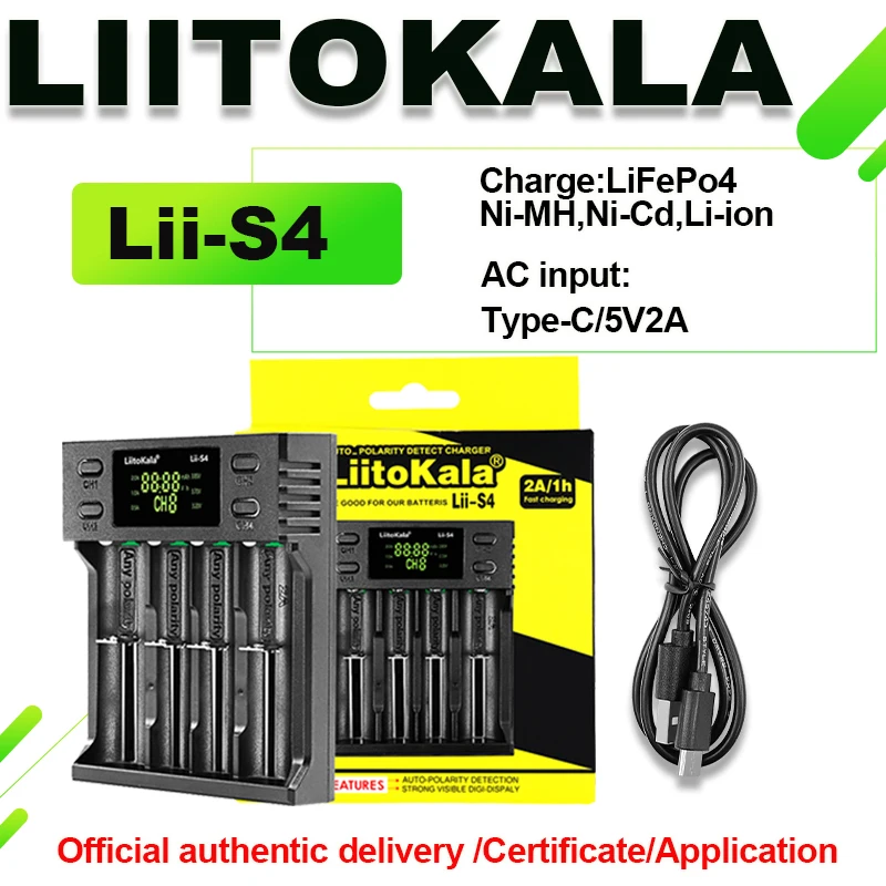 LiitoKala Lii-S8 Lii-S12 Lii-S4 Ładowarka do akumulatorów 18650 26650 18350 21700 26500 4.2V Li-ion