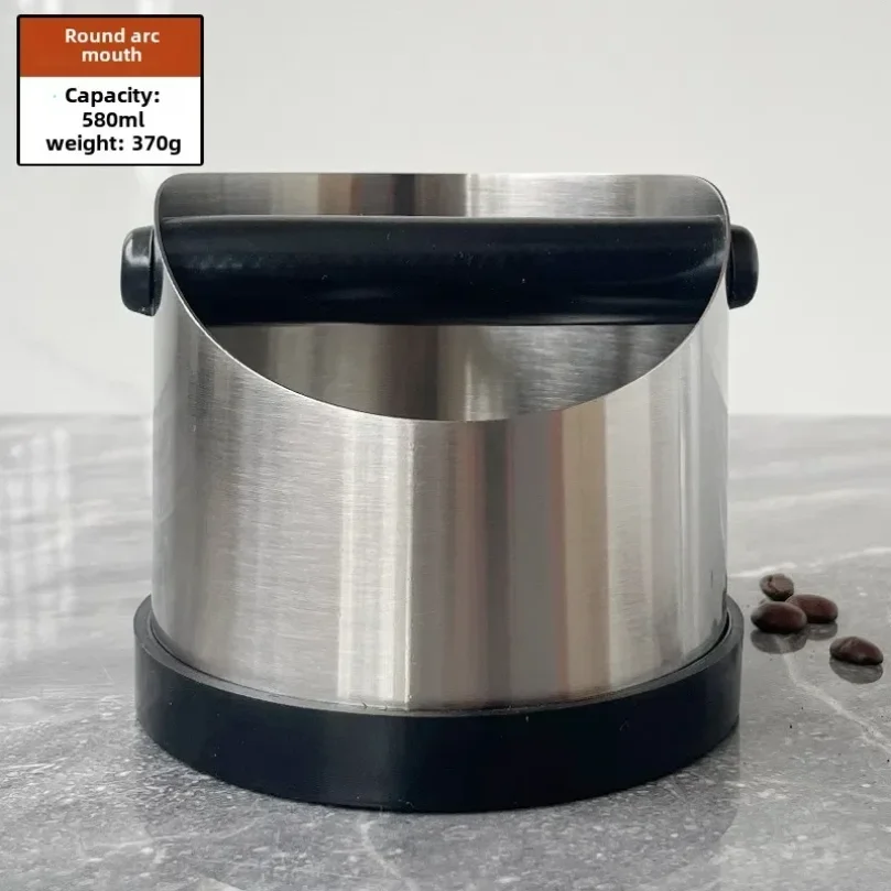 Coffee Knock Box Stainless Steel Espresso Knock Box Non Slip Coffee Ground Knock Box with Rubber Ring Beveled Coffee Ground Bin