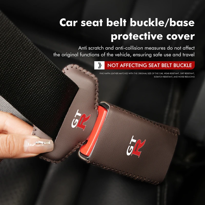 Car Seatbelt Buckle Protector Leather Anti Scratch Interior Guard For Nissan GTR C210 R30 GTS-R R33 R34 GT-R R35 Nismo view 2