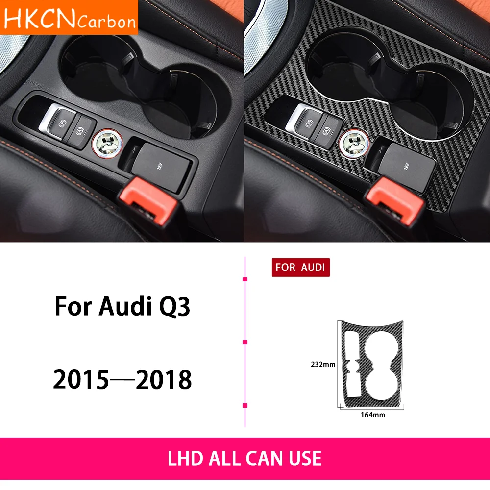 

Для Audi Q3 2015-2018 автомобильные аксессуары Carbon Fiebr центральная консоль держатель для чашки с водой Paenl внутренняя крышка отделка модифицированная наклейка