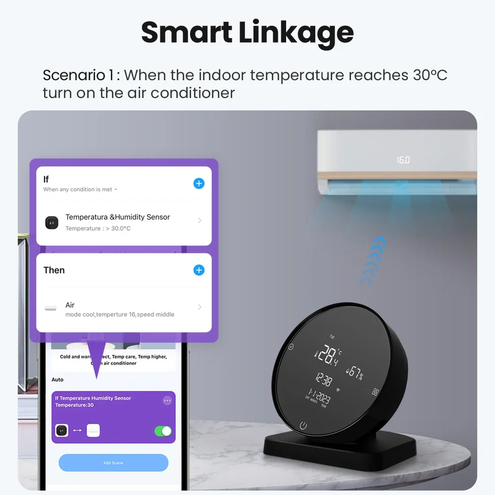 Imagem -06 - Nindian Tuya-wifi ir Controle Remoto com Sensor de Temperatura e Umidade Tela Lcd Infravermelho Universal Inteligente para Alexa e Google Home