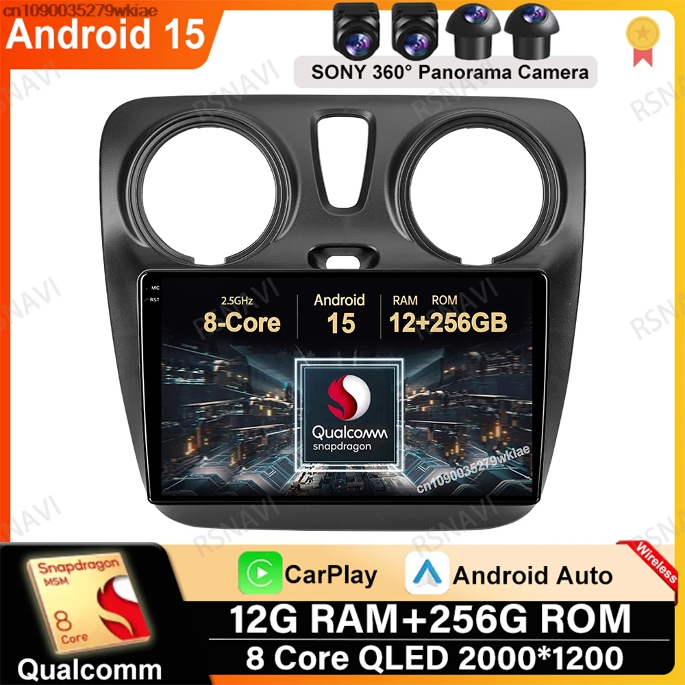 

Android 15 For Renault Lodgy Dacia Dokker 2012-2020 Wireless Carplay Auto DVD Car Radio Multimedia Qualcomm GPS Navigation DSP