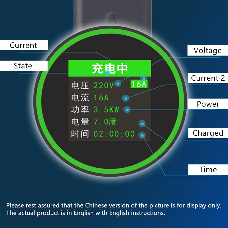 New 32A 7KW Type 2 EV Portable Charger 3.5KW 16A 1Phase EVSE Charging Box IEC62196 J1772 Charger for Electric Vehicle