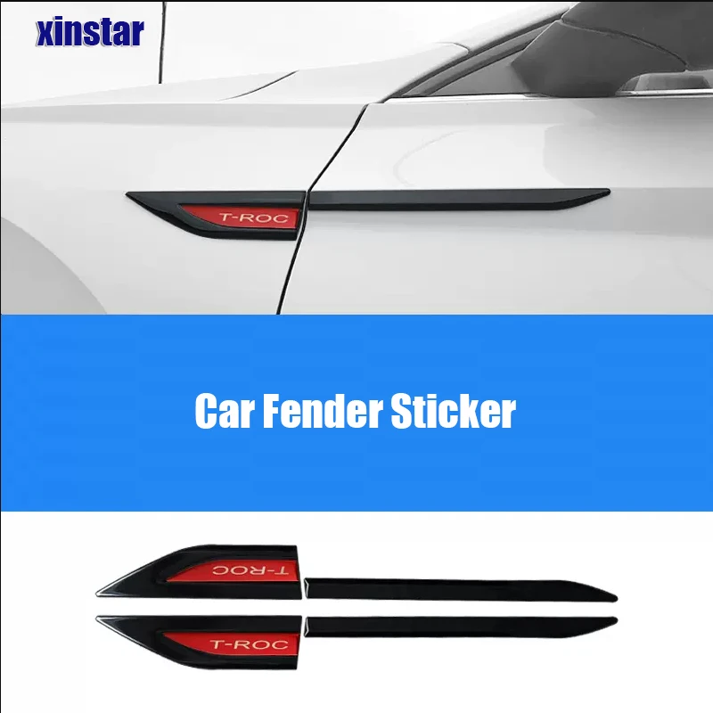 ABS Car Fender Emblem For Volkswagen T-Roc TROC 2018 2019 Auto Accessories