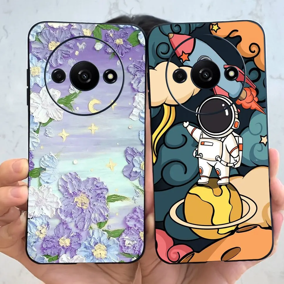 For Xiaomi Redmi A3 4G Case Rainbow Flower Astronaut Soft Silicone Back Cover For Redmi A3 a3 6.71