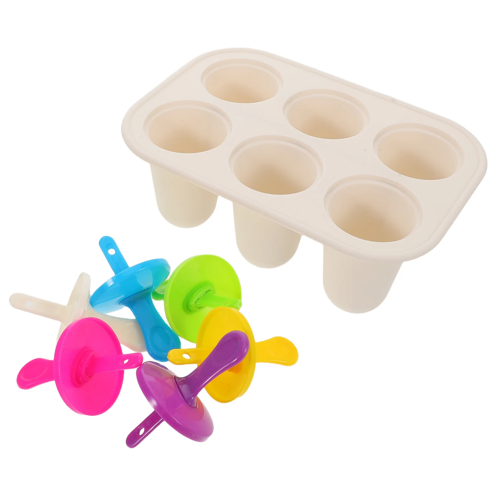 

1Set Homemade Ice Pop Moulds 6-Cavity Silicone Nonstick Freeze Pop Holders Ice Cream Maker Tray for DIY Popsicle Making Kit