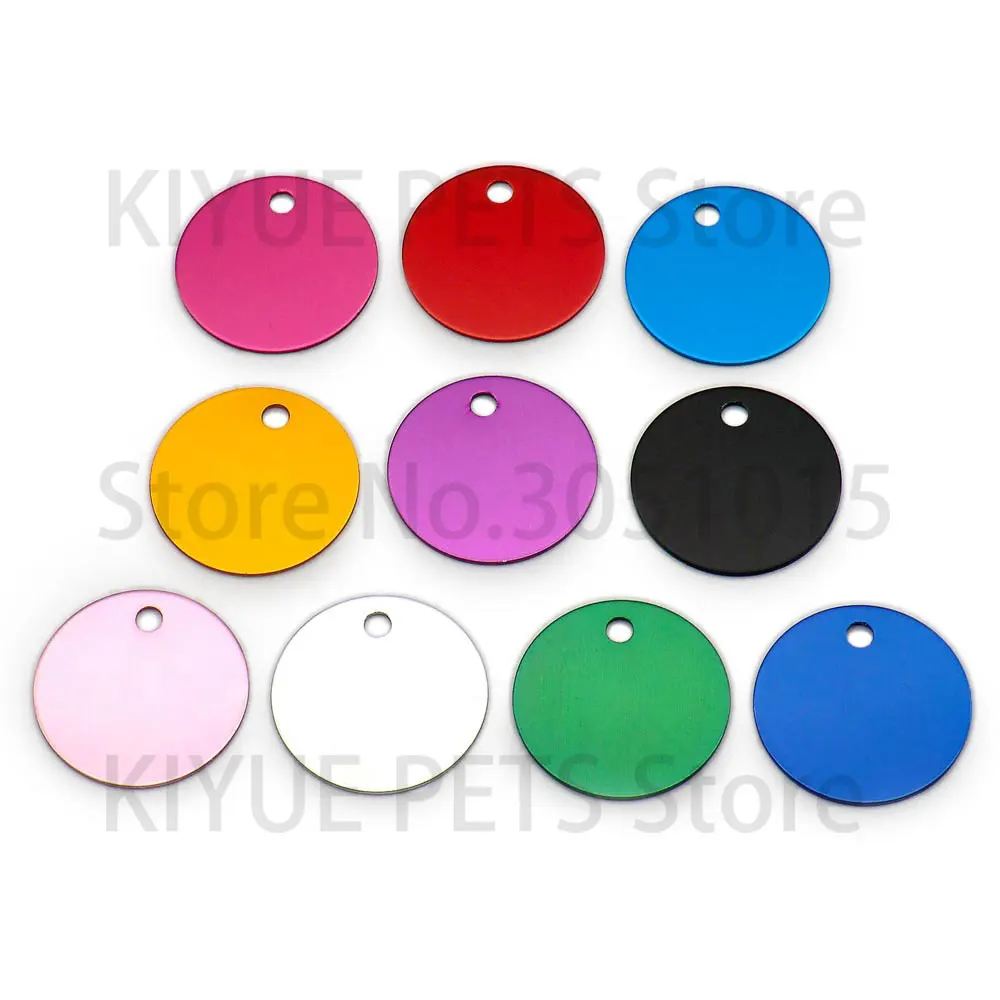 Wholesale 100Pcs Circle Dog Pet Id Tags Custom Name Address Phone No. For Keyrings Round Lable Personalized Engraving Plate