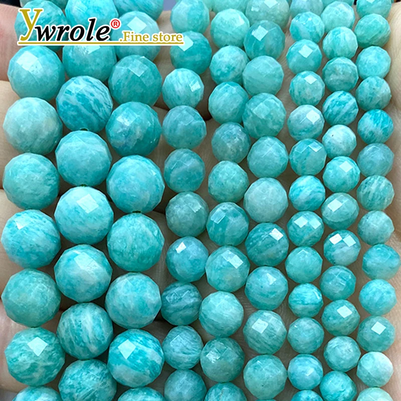 

Natural Gem Stone Faceted Round AA Amazonite Loose Spacer Beads for Jewelry Making Diy Earrings Bracelets Charms Accessories