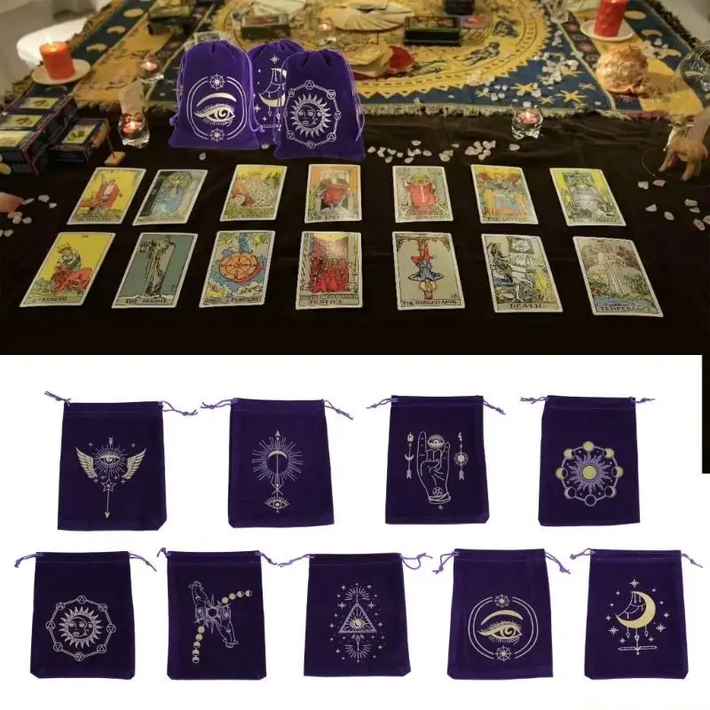 

31BE Velvets Tarot Storage Bag Board Game Cards Drawstrings Bag Oracles Cards Bag Travel Gift Bag Jewelry Pouches