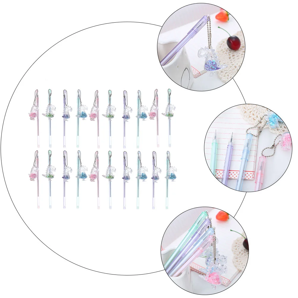 

20 шт. гелевая ручка для студентов, письменные школьные принадлежности, пластиковая подвеска в виде динозавра, креативный чернильный валик с подписью