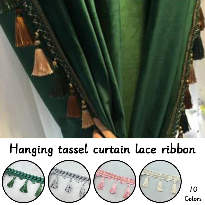 

2M Tassel Lace Edging Ribbon Trim Fringe Trimming for DIY Sewing Clothes Pillow Curtain Tablecloth Sofa Upholstery Home Decor